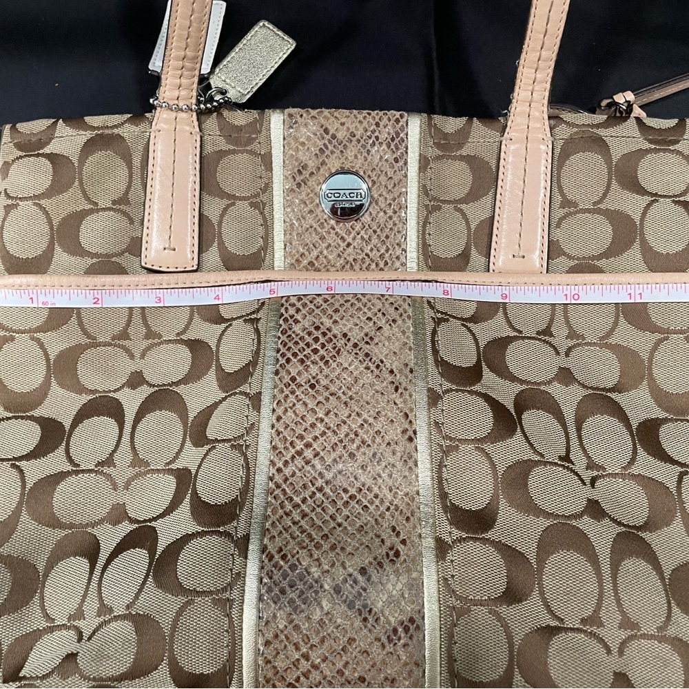 Coach Tan Signature Tote with Leather Accents - Picture 12 of 14
